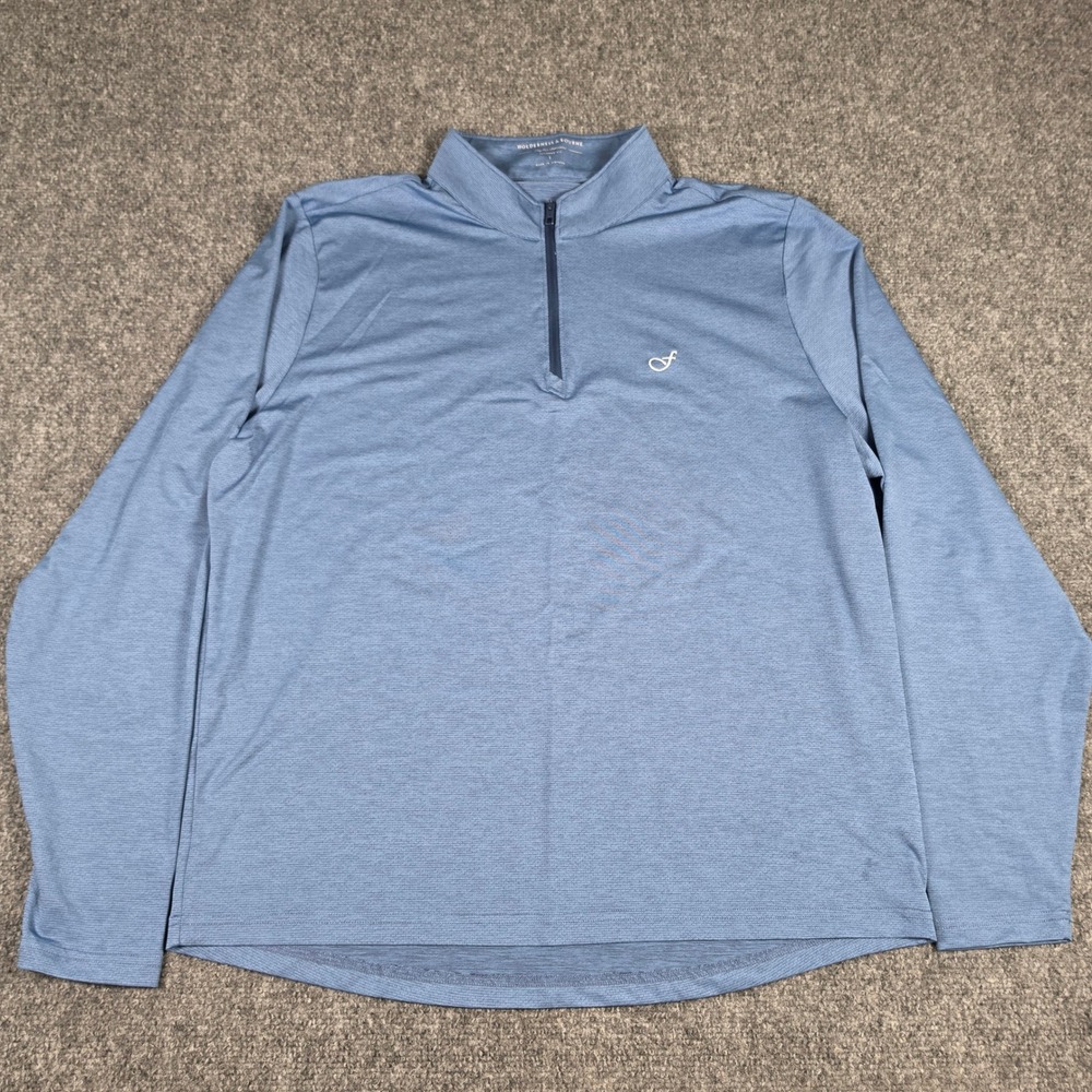 Holderness & Bourne The Bell Pullover Men L Blue Quarter Zip HB2317.730 w/Logo - Picture 2 of 9